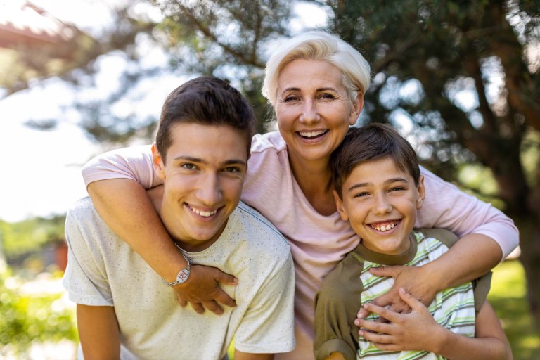 Grandmother with two grandchildren
