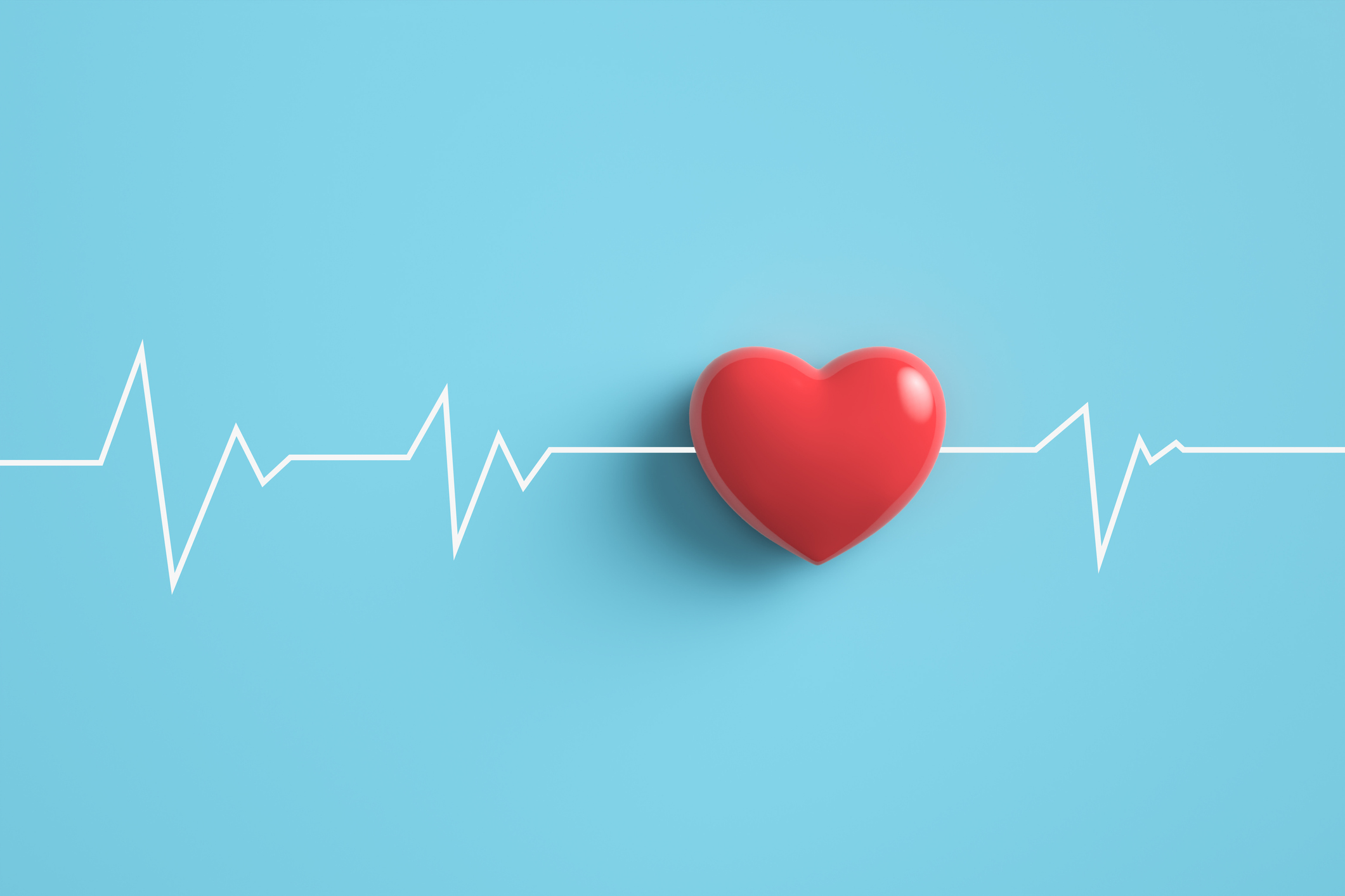 Red heart with cardiogram pulse trace