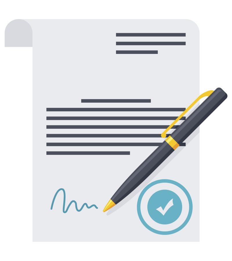 Illustration of a formal document such as a DNR form or living will.